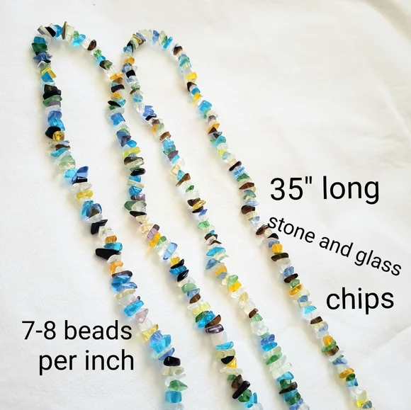 Two Long Strands Stone/ Glass Chips - Picture 1 of 12